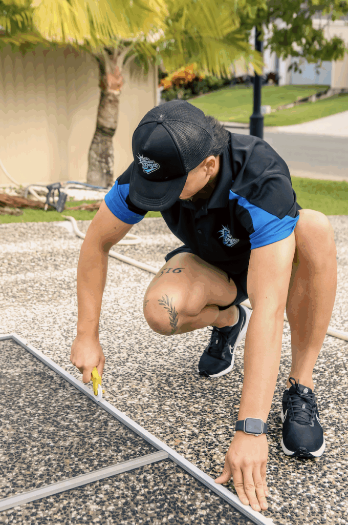 man repairing flyscreen mesh in brisbane